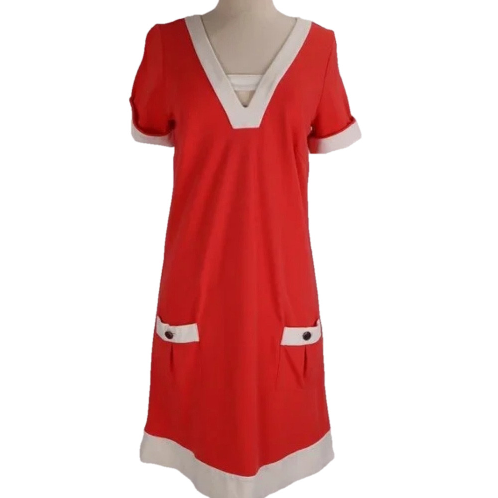 Lilly Pulitzer Orange White Mini Mod Shift Dress 1960's Garden Party 0 Vintage
